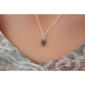 Sterling Silver Pinecone Charm Necklace, Pinecone Necklace